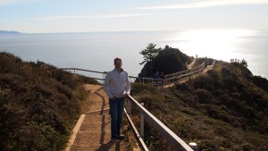 Jake in front of the ocean at Muir Beach Lookout