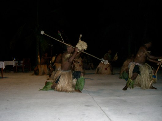 This photo was taken during our first visit to Fiji, in May 2010. The resort has activities every evening, and this was a demonstration of a traditional Fijian dance.