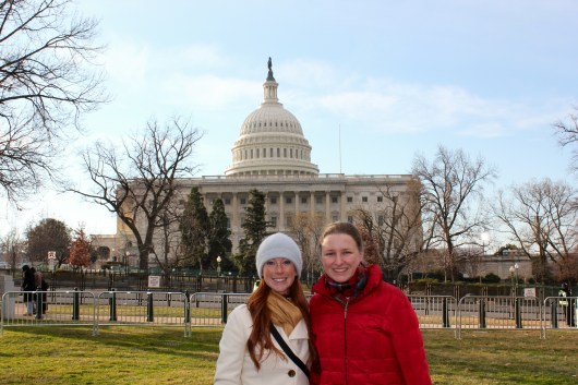 Meg and Charlotte bundle up for the Inauguration festivities
