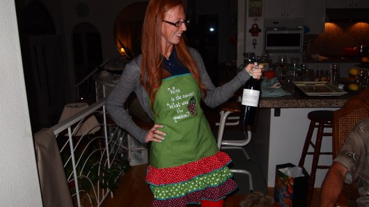 When you turn 30, you get to wear bright red pants and a fun apron.