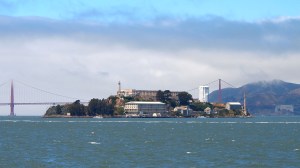Alcatraz Island - View from the ferry in San Francisco Bay.